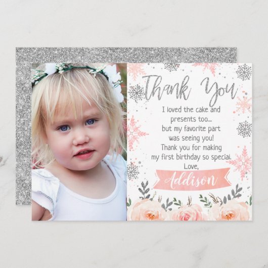 Foto Pink Onederlander Vielen Dank Einladung (Vorne/Hinten)