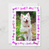 Foto Pink Paw Prints Hund Geburtstag Einladung (Vorderseite)