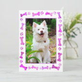 Foto Pink Paw Prints Hund Geburtstag Einladung (Stehend Vorderseite)