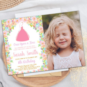 Foto Pink Princess Glitzer Princess Birthday Einladung