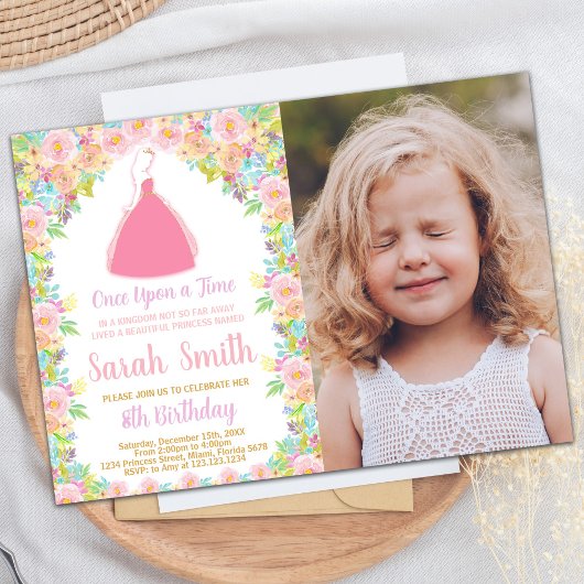 Foto Pink Princess Glitzer Princess Birthday Einladung