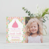 Foto Pink Princess Glitzer Princess Birthday Einladung (Stehend Vorderseite)
