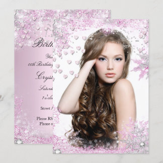 Foto Pink Sparkle Herz Birthday Einladung