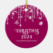 Foto Pink String Lights Weihnachts Party Keramik Ornament (Vorne)