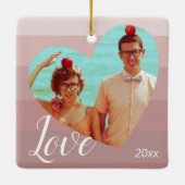 Foto Pink Stripe Herzlich Willkommen am Valentinst Keramikornament (Rückseite)