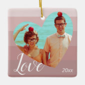 Foto Pink Stripe Herzlich Willkommen am Valentinst Keramikornament (Vorderseite)