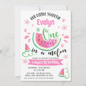 Foto Pink Watermelon Eins in einem Melon 1. Geburt Einladung (Vorderseite)