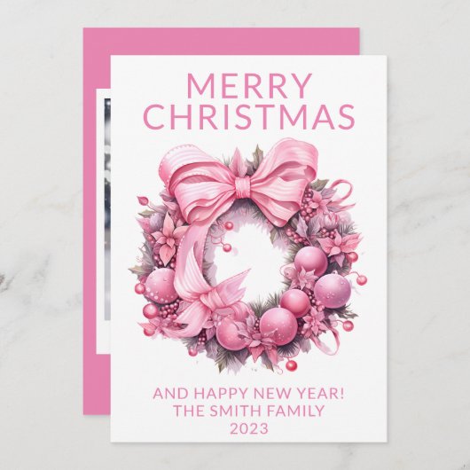 Foto Pink Wine Weihnachtskarte Einladung (Vorne/Hinten)