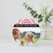 Foto Pink Yarrow Damask Save the Date Einladung (Stehend Vorderseite)