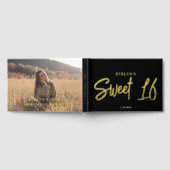 Foto Pinselschrift Elegant Black Sweet 16 Gästebuch (Voll)