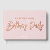 Foto Pinselschrift Elegant Rosa Geburtstag Gästebuch (Vorderseite)