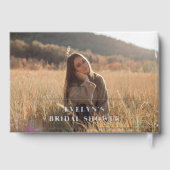 Foto Pinselschrift Elegante Blue Bridal Dusche Gästebuch (Rückseite)