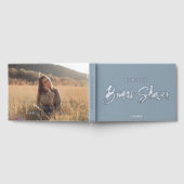 Foto Pinselschrift Elegante Blue Bridal Dusche Gästebuch (Voll)