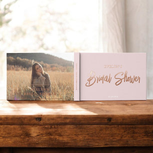 Foto Pinselschrift Elegantes rosa Brautparty Gästebuch