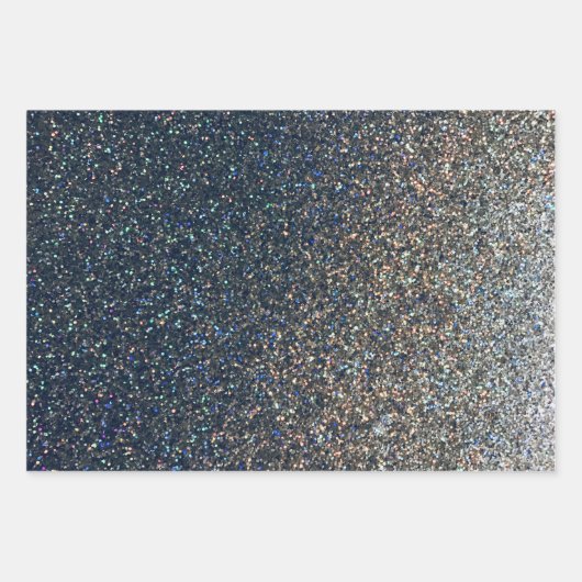 Foto Place Mat Imitate Silver Glitzer 3 Packung Geschenkpapier Set (Vorderseite)