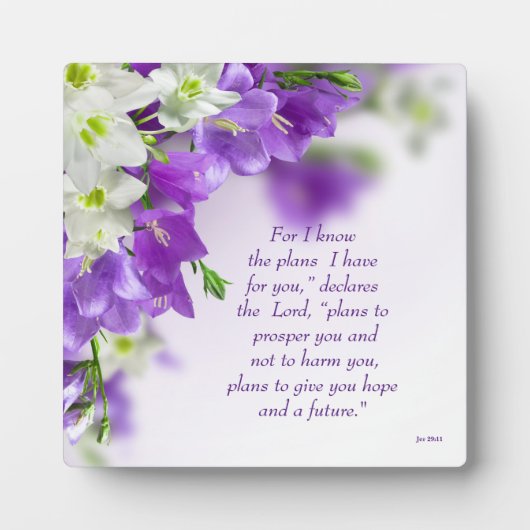 Foto Plaque—Purple Flowers-Vert Jer 29:11 Fotoplatte (Vorderseite)