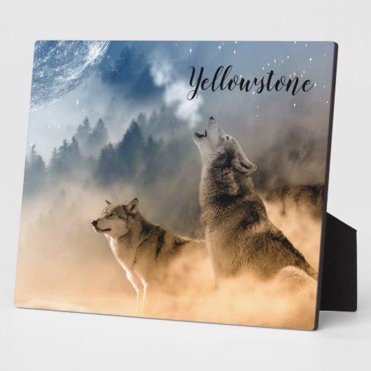 Foto Plaque-Yellowstone-Wölfe Fotoplatte (Seite)