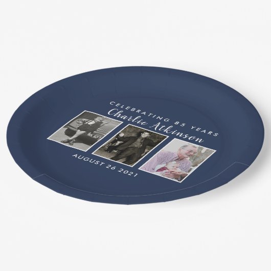 Foto-Platte zum 85. Pappteller (Schrägansicht)