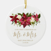 Foto Poinsettia Elegant Neuvermählte Weihnachten Keramik Ornament (Vorne)