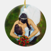 Foto Poinsettia Elegant Neuvermählte Weihnachten Keramik Ornament (Hinten)