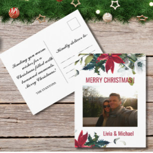 Foto Poinsettia Frohe Weihnachten  Postkarte