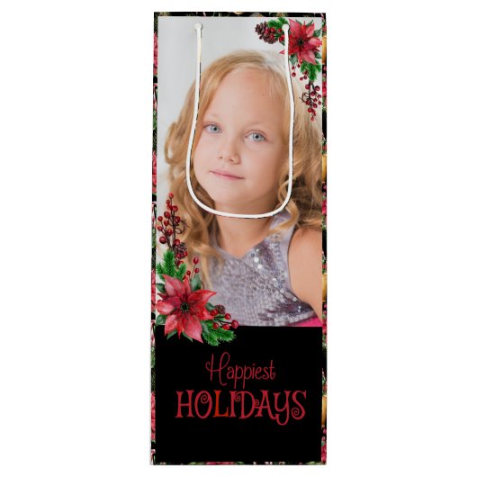 Foto Poinsettia Geschenktüte Für Weinflaschen (Vorderseite)