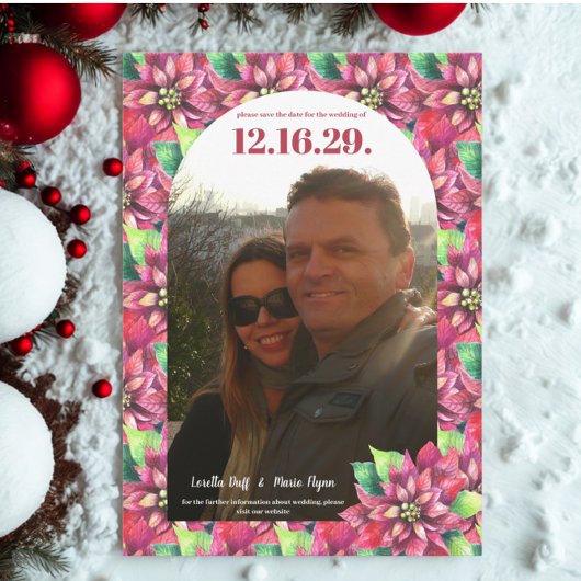 Foto Poinsettia WeihnachtsWedding Speichern Sie da Save The Date