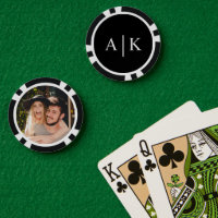 Foto-Pokerchip mit Monogramm für Verlobungsfeier