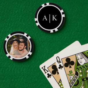 Foto-Pokerchip mit Monogramm für Verlobungsfeier Pokerchips