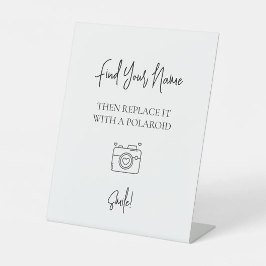 Foto Polaroid Editable Wedding Gästebuchunterschri Sockelschild (Vorderseite)