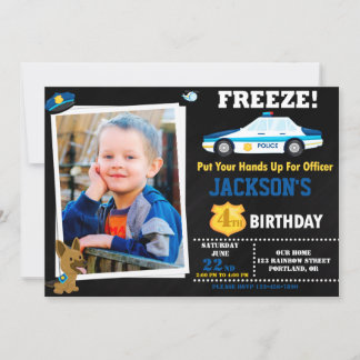 Foto Polizeibeamter Einladung K9 Hund zum Geburtst