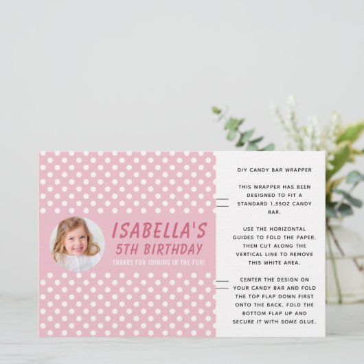 Foto Polka Dot Birthday Candy Bar Wrapper (Stehend Vorderseite)