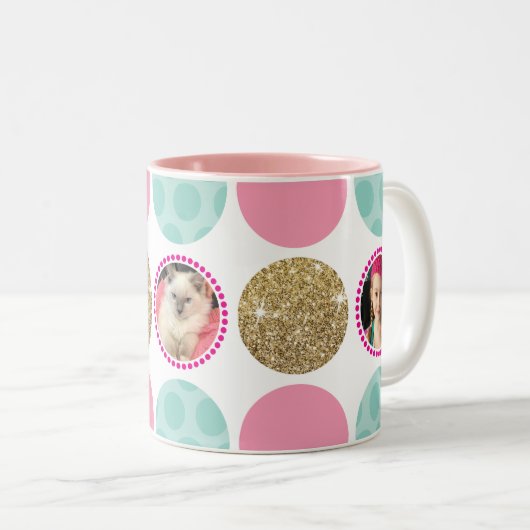 FOTO POLKA DOT Moderne Kinder fotografieren rosa G Zweifarbige Tasse (VorderseiteRechts)