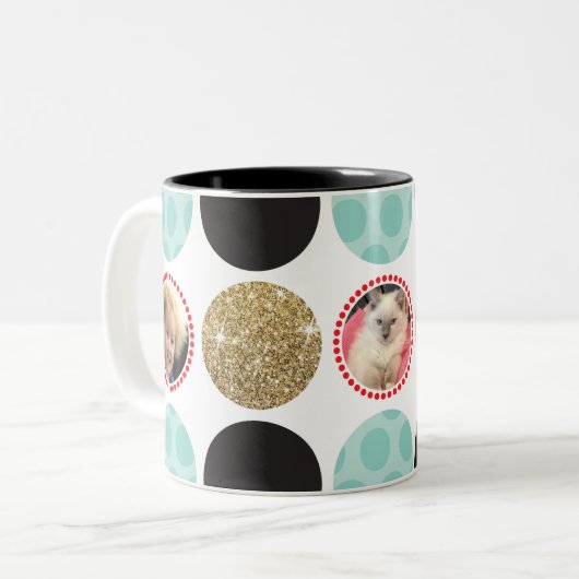 FOTO POLKA DOT Moderner Kinderfotospot Schwarzes G Zweifarbige Tasse (Vorderseite Links)