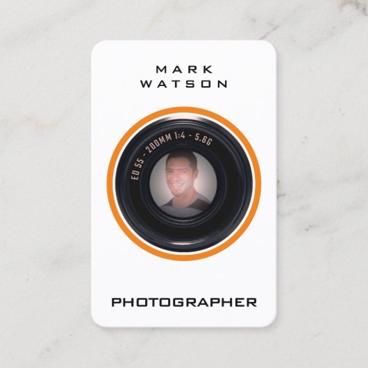 Foto-Portrait in Kameraobjektiv Visitenkarte (Vorderseite)