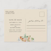 Foto Postcard Earthy Blooms und Beige Wedding Postkarte (Rückseite)
