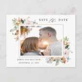 Foto Postcard Earthy Blooms und Beige Wedding Postkarte (Vorderseite)