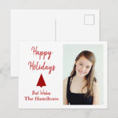 Foto Postcard mit Red Christmas Tree Postkarte (Vorne/Hinten)