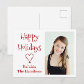 Foto Postkarte mit grünem Candy Cane Herz (Vorne/Hinten)