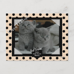 Foto Postkarte mit schwarzem Polka Dot Hintergrund