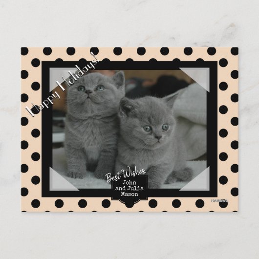 Foto Postkarte mit schwarzem Polka Dot Hintergrund (Vorderseite)