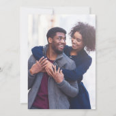 Foto Postponement Card Blaues Skript Hochzeitsaktu Einladung (Rückseite)