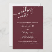 Foto Postponement Card Burgundy Hochzeit Update Einladung (Vorderseite)
