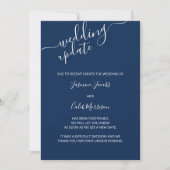 Foto Postponement Card Navy Blue Wedding Update Einladung (Vorderseite)