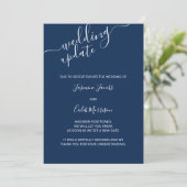 Foto Postponement Card Navy Blue Wedding Update Einladung (Stehend Vorderseite)