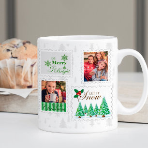 Foto-Postwertzeichen grüne Weihnachts-Tanne Kaffeetasse
