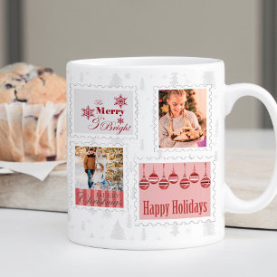 Foto-Postwertzeichen Rot Grau Weihnachten Tannenbä Kaffeetasse