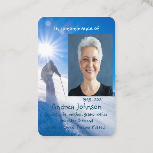 Foto Prayer Skifahren Skiberg Visitenkarte (Rückseite)