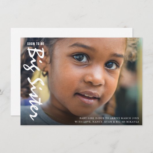 Foto Pregnancy Big Sister Moderne Ankündigung (Vorne/Hinten)