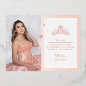 Foto Princess Carriage Rose Gold Foil Vielen Dank Folie Einladungspostkarte (Rückseite)